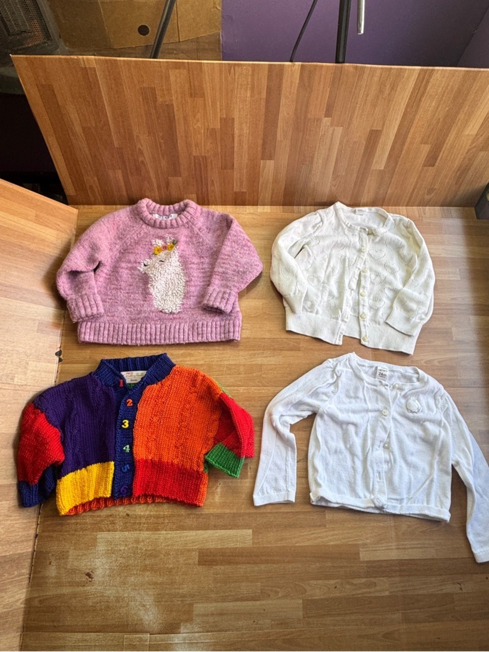 Baby girl sweater bundle size 18!months, wool, cardigans, handmade, 4 sweaters